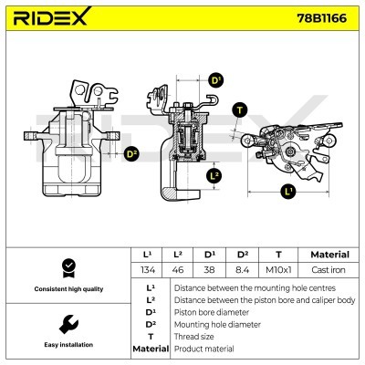 Bremssattel RIDEX 78B1166 78B1166 - foto 6