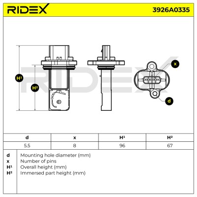 Luftmassenmesser RIDEX 3926A0335 3926A0335 - foto 6