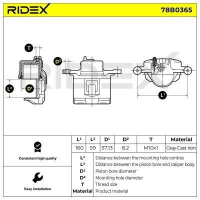 Bremssattel RIDEX 78B0365 78B0365 - foto 6
