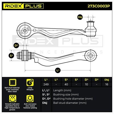 Querlenker RIDEX 273C0003P 273C0003P - foto 8