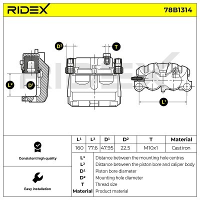 Bremssattel RIDEX 78B1314 78B1314 - foto 6