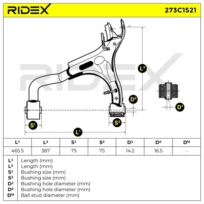 Querlenker RIDEX 273C1521 273C1521 - foto 8