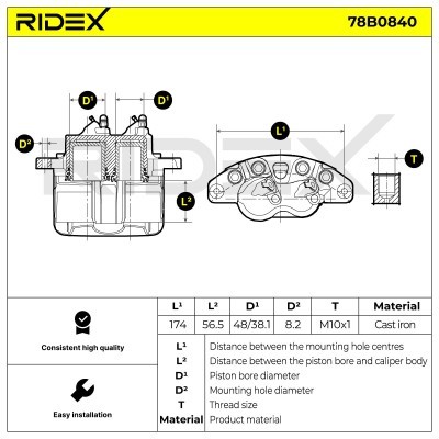 Bremssattel RIDEX 78B0840 78B0840 - foto 6