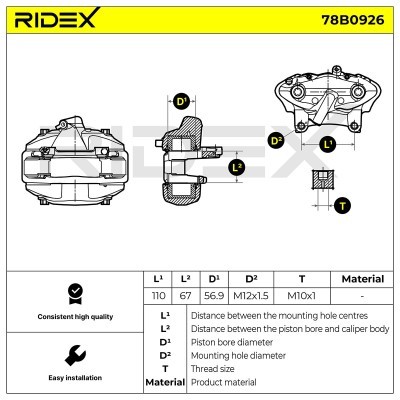 Bremssattel RIDEX 78B0926 78B0926 - foto 6