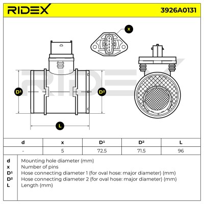 Luftmassenmesser RIDEX 3926A0131 3926A0131 - foto 6