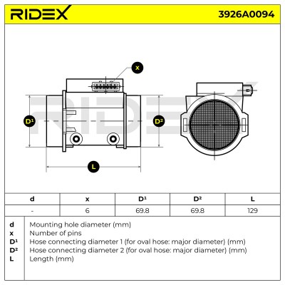 Luftmassenmesser RIDEX 3926A0094 3926A0094 - foto 6