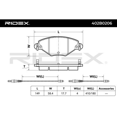 Bremsbeläge Satz RIDEX 402B0206 402B0206 - foto 3