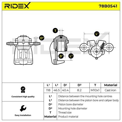 Bremssattel RIDEX 78B0541 78B0541 - foto 6