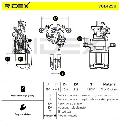 Bremssattel RIDEX 78B1250 78B1250 - foto 7