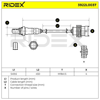Lambdasonde RIDEX 3922L0037 3922L0037 - foto 6