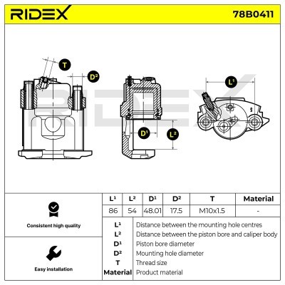 Bremssattel RIDEX 78B0411 78B0411 - foto 4