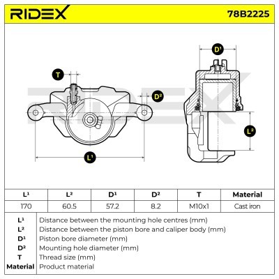 Bremssattel RIDEX 78B2225 78B2225 - foto 7