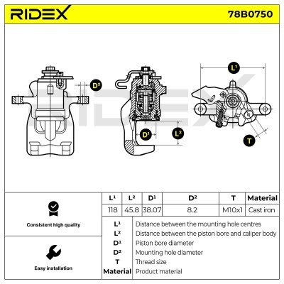 Bremssattel RIDEX 78B0750 78B0750 - foto 5