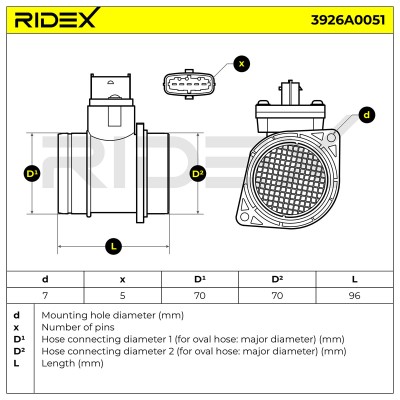 Luftmassenmesser RIDEX 3926A0051 3926A0051 - foto 6