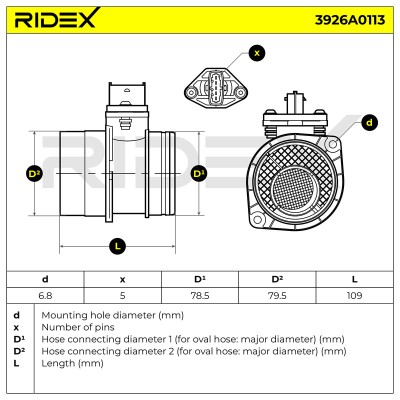Luftmassenmesser RIDEX 3926A0113 3926A0113 - foto 7