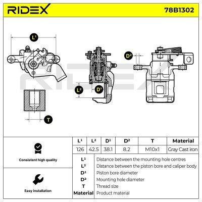 Bremssattel RIDEX 78B1302 78B1302 - foto 5