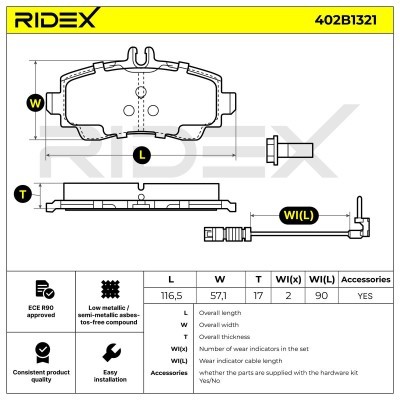 Bremsbeläge Satz RIDEX 402B1321 402B1321 - foto 6