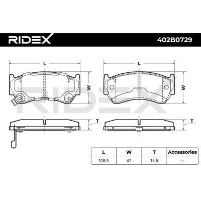 Bremsbeläge Satz RIDEX 402B0729 402B0729 - foto 8
