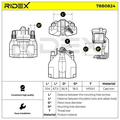 Bremssattel RIDEX 78B0824 78B0824 - foto 5