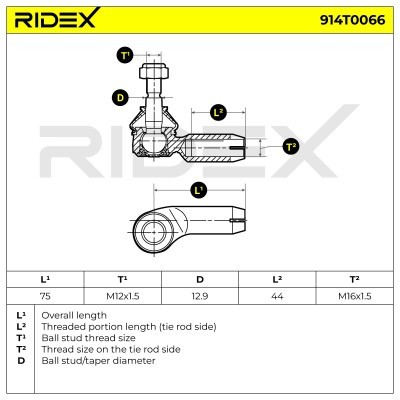 Spurstangenkopf RIDEX 914T0066 914T0066 - foto 6
