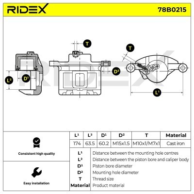 Bremssattel RIDEX 78B0215 78B0215 - foto 5