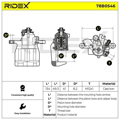 Bremssattel RIDEX 78B0546 78B0546 - foto 6