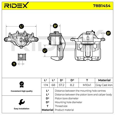 Bremssattel RIDEX 78B1454 78B1454 - foto 6