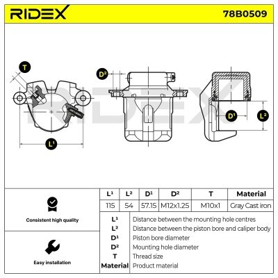 Bremssattel RIDEX 78B0509 78B0509 - foto 5