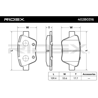 Bremsbeläge Satz RIDEX 402B0316 402B0316 - foto 5