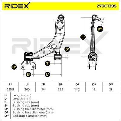 Querlenker RIDEX 273C1395 273C1395 - foto 6