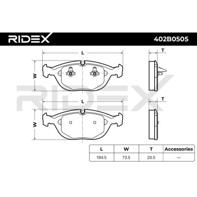 Bremsbeläge Satz RIDEX 402B0505 402B0505 - foto 7