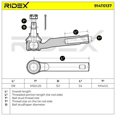 Spurstangenkopf RIDEX 914T0137 914T0137 - foto 5