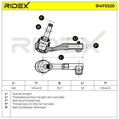 Spurstangenkopf RIDEX 914T0220 914T0220 - foto 5