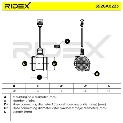 Luftmassenmesser RIDEX 3926A0223 3926A0223 - foto 8