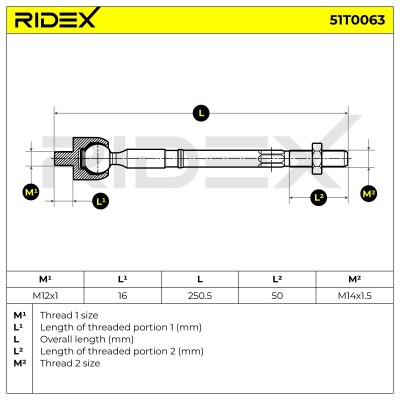 Lenkstange RIDEX 51T0063 51T0063 - foto 6