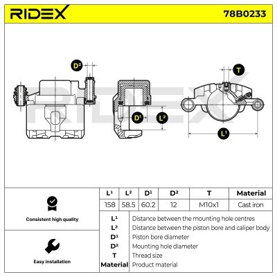 Bremssattel RIDEX 78B0233 78B0233 - foto 3