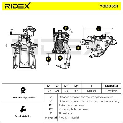 Bremssattel RIDEX 78B0591 78B0591 - foto 5