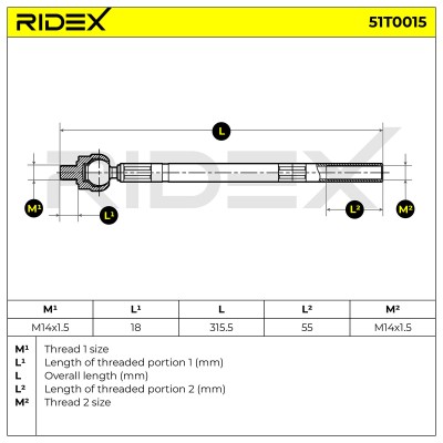 Lenkstange RIDEX 51T0015 51T0015 - foto 6