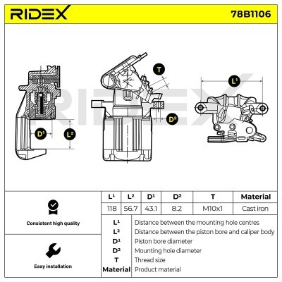 Bremssattel RIDEX 78B1106 78B1106 - foto 5