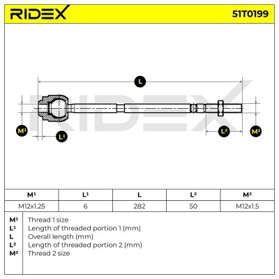 Lenkstange RIDEX 51T0199 51T0199 - foto 6