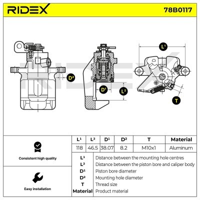 Bremssattel RIDEX 78B0117 78B0117 - foto 8
