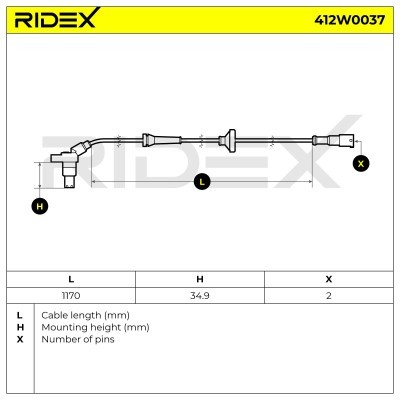 ABS Sensor RIDEX 412W0037 412W0037 - foto 5