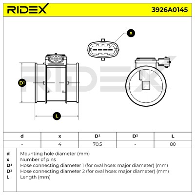 Luftmassenmesser RIDEX 3926A0145 3926A0145 - foto 8