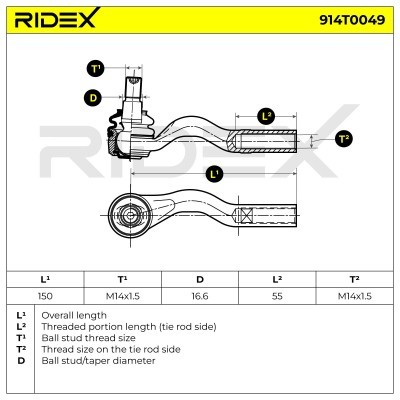 Spurstangenkopf RIDEX 914T0049 914T0049 - foto 5