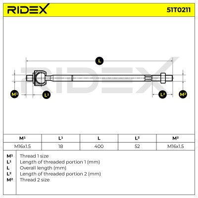 Lenkstange RIDEX 51T0211 51T0211 - foto 6