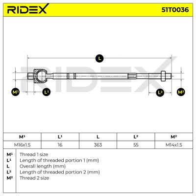 Lenkstange RIDEX 51T0036 51T0036 - foto 7