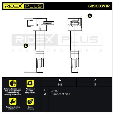 Zündspule RIDEX 689C0371P 689C0371P - foto 8