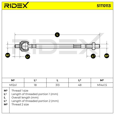 Lenkstange RIDEX 51T0113 51T0113 - foto 5