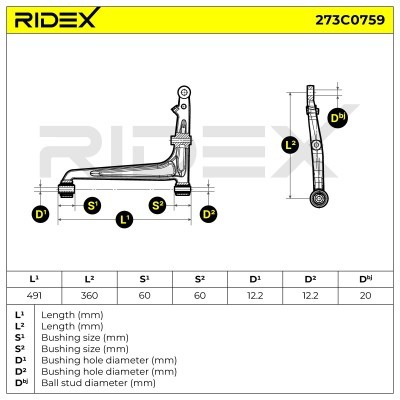Querlenker RIDEX 273C0759 273C0759 - foto 7