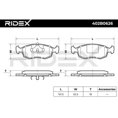 Bremsbeläge Satz RIDEX 402B0626 402B0626 - foto 4